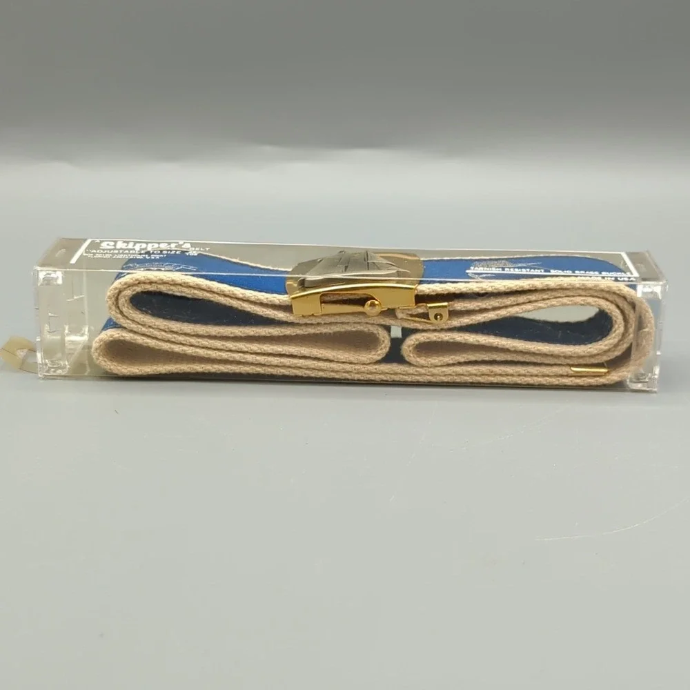 Skipper's Canvas Web Belt Nautical Boat Vintage Solid Brass Buckle Size 42 NEW